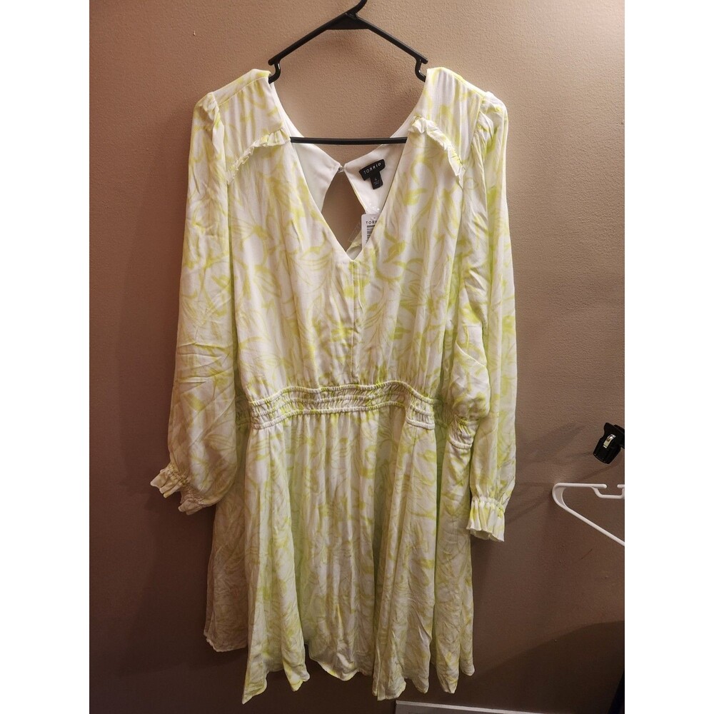 Torrid Mini Wash Gauze Wide Waist Skater Dress Lime White Floral Size 4X 26 NWT - Picture 2 of 5